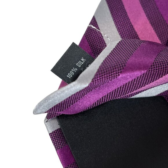Michael Kors Men’s Silk Necktie Purple Gray Stripe - Picture 6 of 9